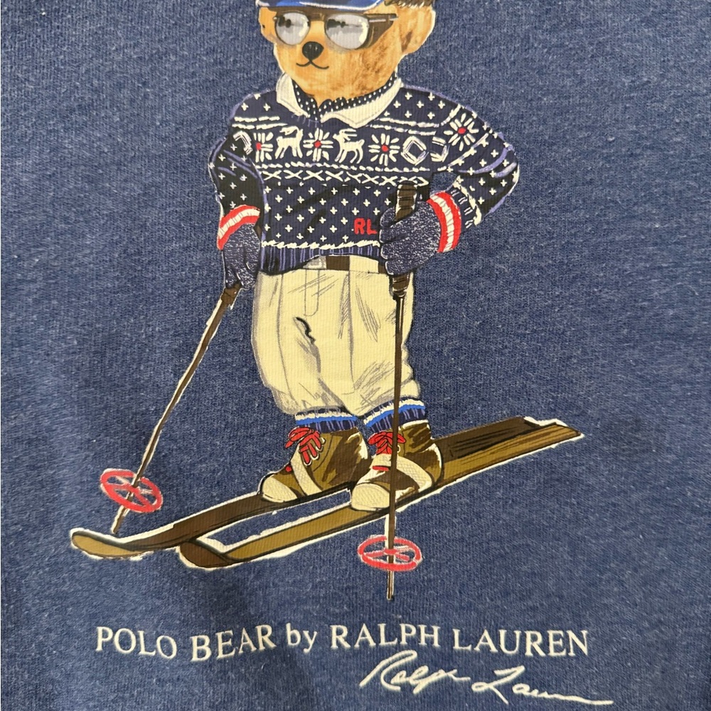 Blue hooded signature bear Ralph Lauren Sweatshirt size 7
